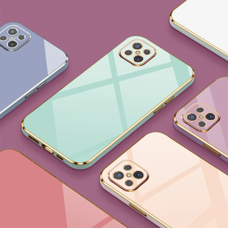 Luxury Square Plating Shockproof Silicone Phone Case Back Cover