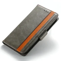 Premium RFID Leather 360° Protection Flip Case for Galaxy A57 (GRAY)