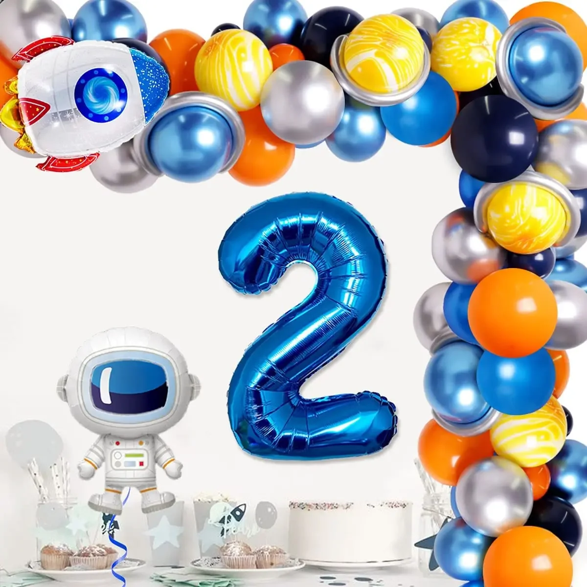 

Funmemoir Space 2nd 3rd Birthday Party Decorations for Boy Outer Space Balloon Garland Arch Kit Rocket Astronaut Foil Balloons