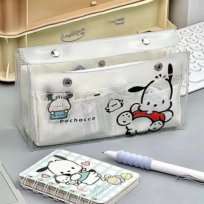 

Милый стильный карандаш Sanrio, стильная прозрачная Водонепроницаемая мультяшная сумка из ПВХ для канцелярских принадлежностей, вместительная многофункциональная Студенческая сумка