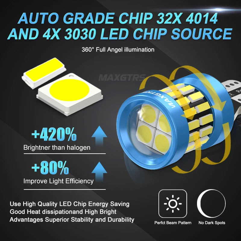 Luces LED de marcha atrás para coche, lámpara superbrillante T15 W16W, sin Error 4014 SMD 921 912, CANBUS 6500K, color blanco, 1400LM, 2 uds.