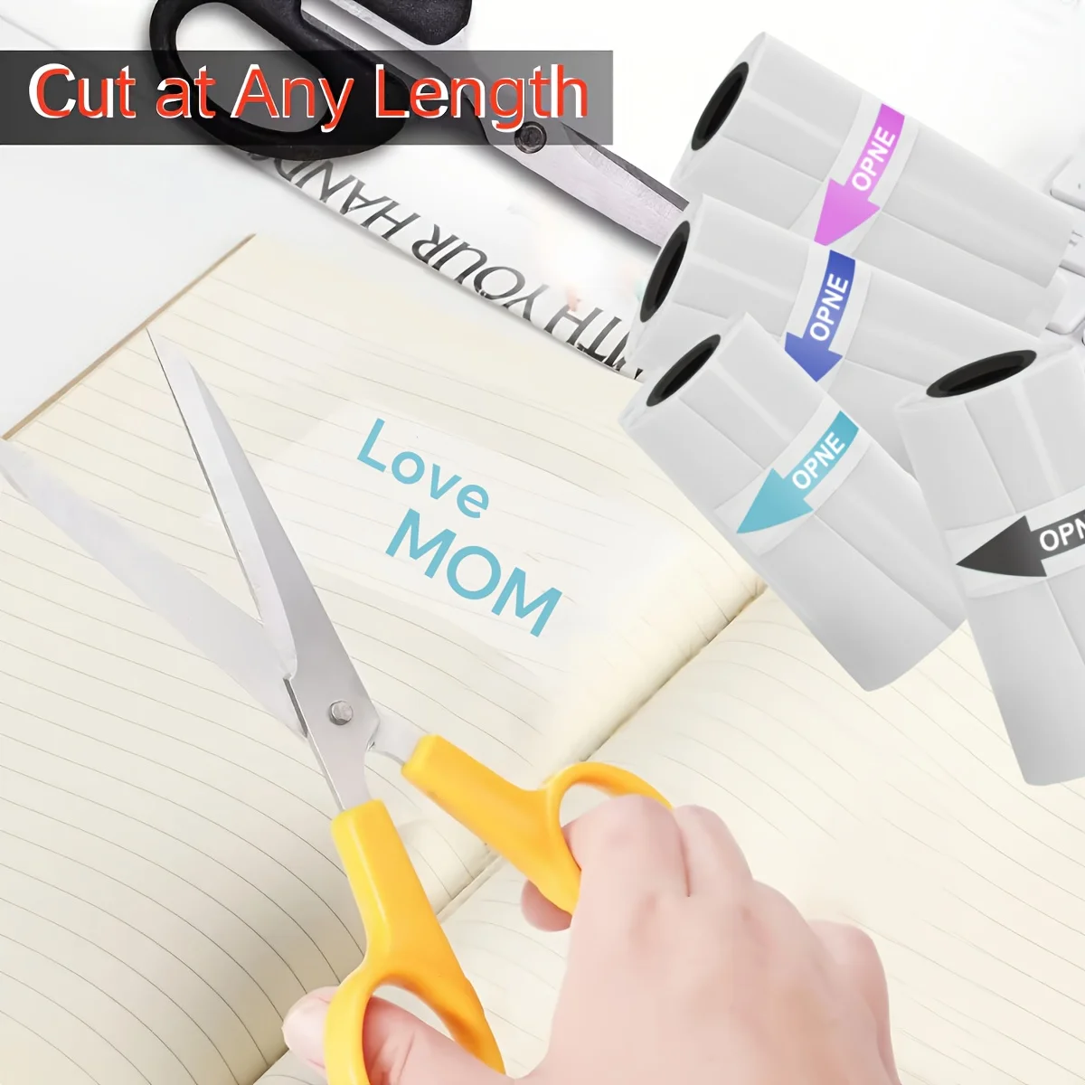 멀티 컬러 & 투명 인쇄 용지 투명 자가 접착 스티커 57mm 무선 미니 감열 프린터와 호환 가능, 스크랩북용