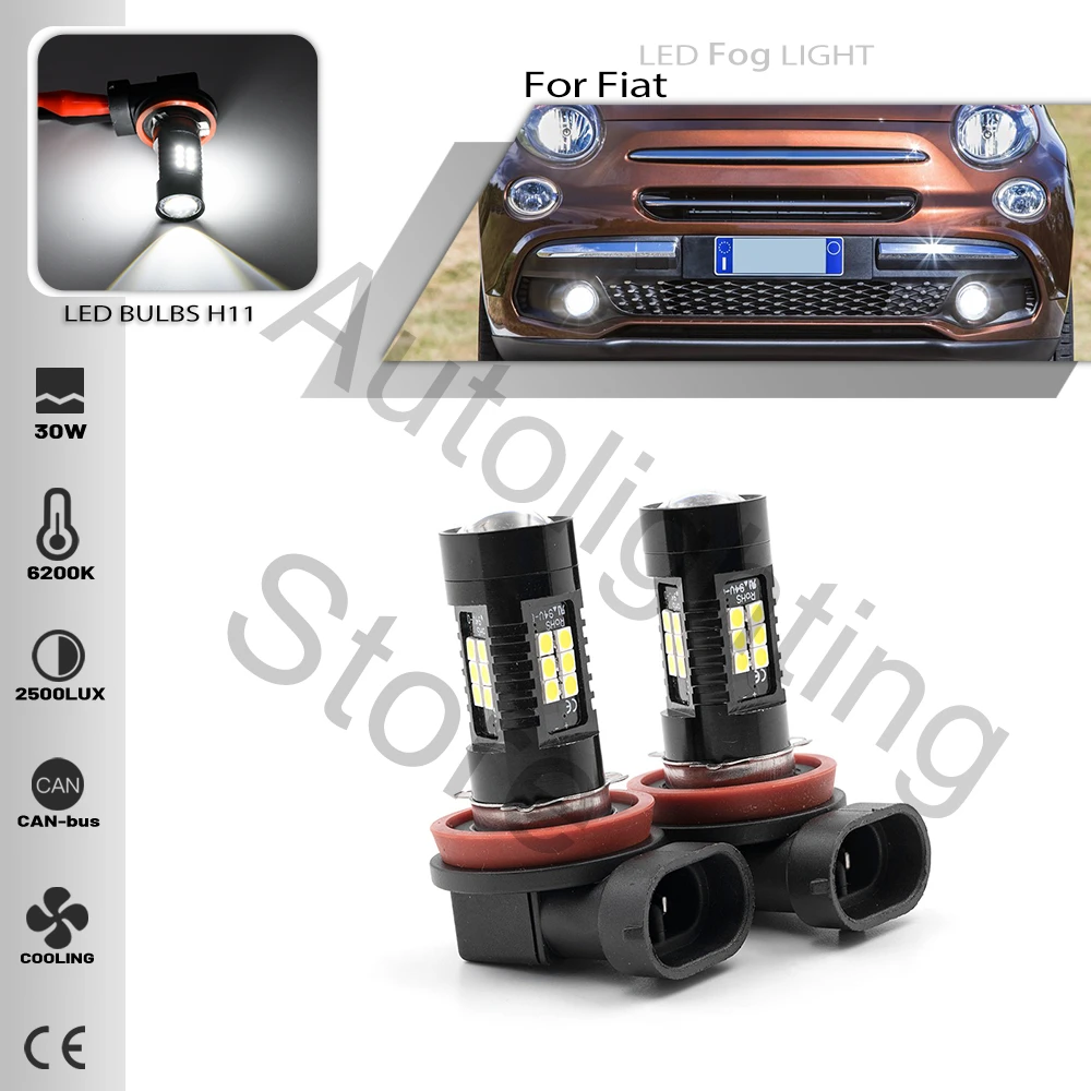 2pcs For Fiat 500x 500l Bravo Ii Hatchback 2014up H8 H11 Led Fog Light