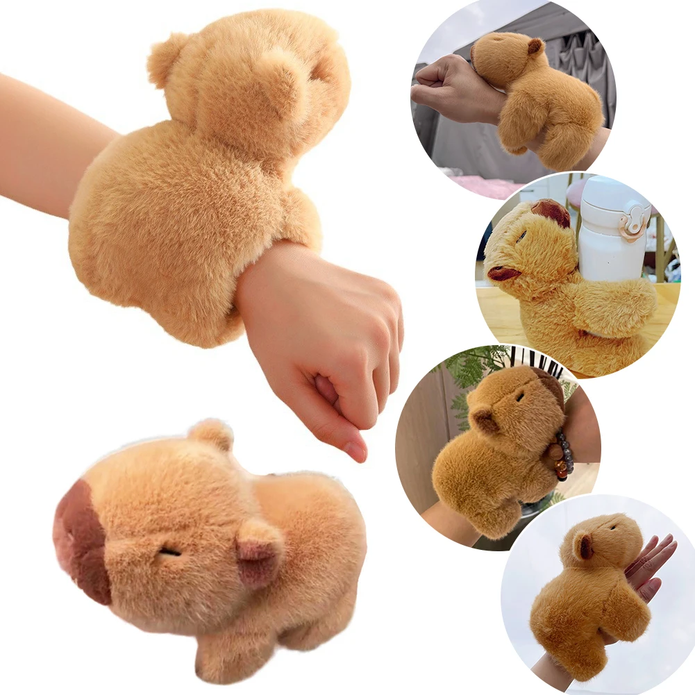 Capybara Clap Circle Toys Capybara Plush Toy Slap Snap Wrap Wristband Bracelet Stuffed Animal Slap Band Party Favor Supply Gift