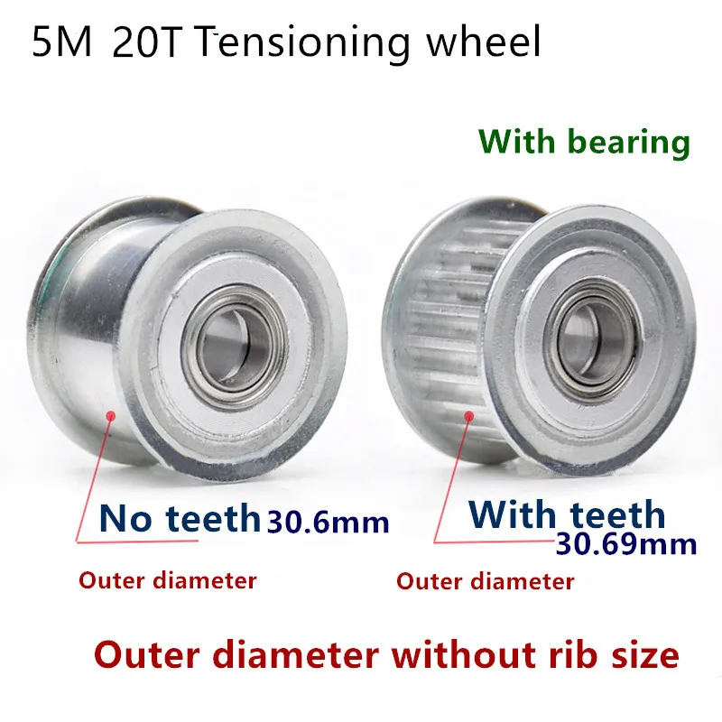 

Synchronizing wheel 5M20 teeth Tensioning wheel groove width 16 Adjusting guide wheel Idler belt bearing inner hole