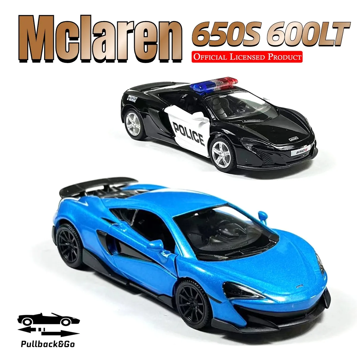 

1/36 Mclaren 600LT650S Pullback Toy Car Model Official Licensed Scale Replica Metal Diecast Miniature Art Xmas Kid Boy Gift Toys