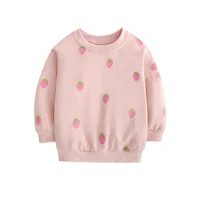 Fashion Long Sleeve Sweatshirts For Girls 3-8T Toddler Kids Clothing Strawberry Printed Hooded Shirts Autumn Spring Sport
