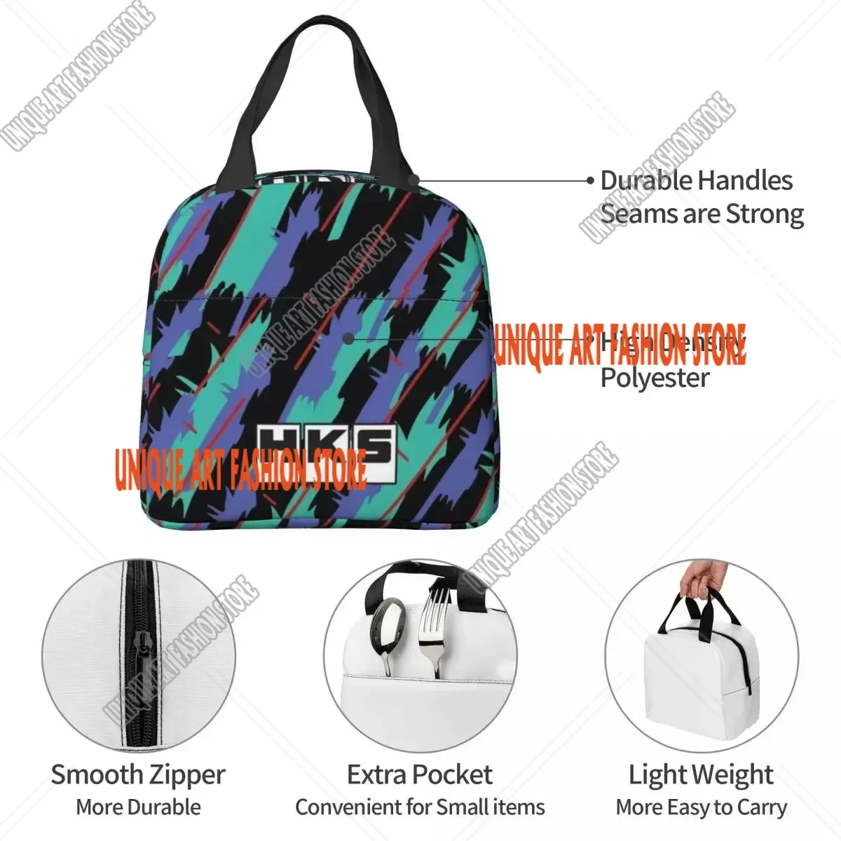 HKS Advan JDM Insulated Lunch Bags Waterproof Picnic Bags Thermal Cooler Lunch Box Tote for Woman Work Children School