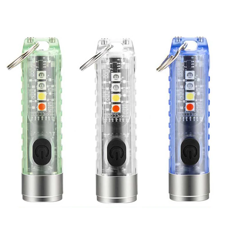 IP65 Waterproof Flashlight Type-C Charging Big Power Emergency Torch Light With Metal Keychain