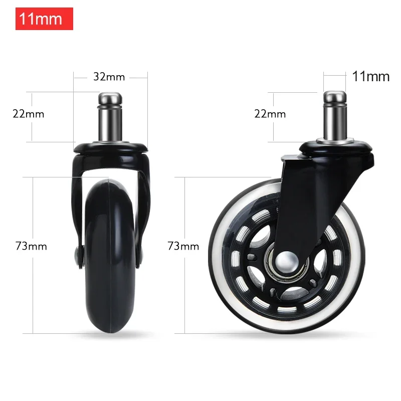 Furniture Casters Wheels 5pcs 3 Inch Rubber 360 Degree Rotatable Safe Rollers Quiet Rolling Office Chair