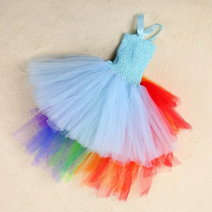 Vestido de tutú de unicornio y poni para niñas, vestido de tren arcoíris para fiesta de cumpleaños de niños, disfraces de princesa elegantes para niñas, disfraces de Halloween para niños