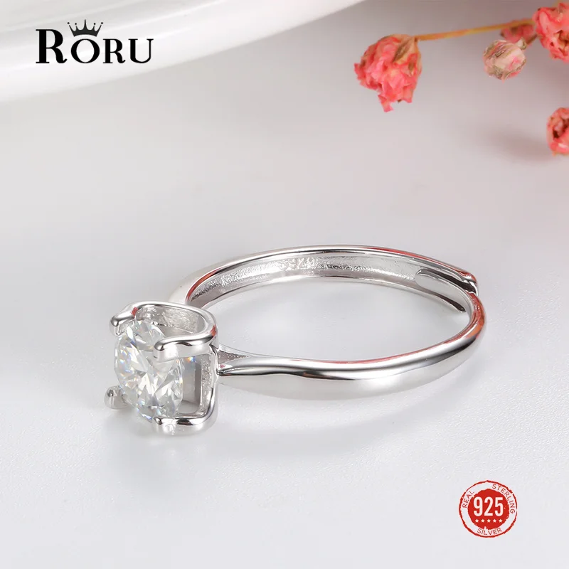 

925 Sterling Silver Open Adjustable Moissanite Rings Wedding Engagement Ring Fine Jewelry Finger Rings for Women