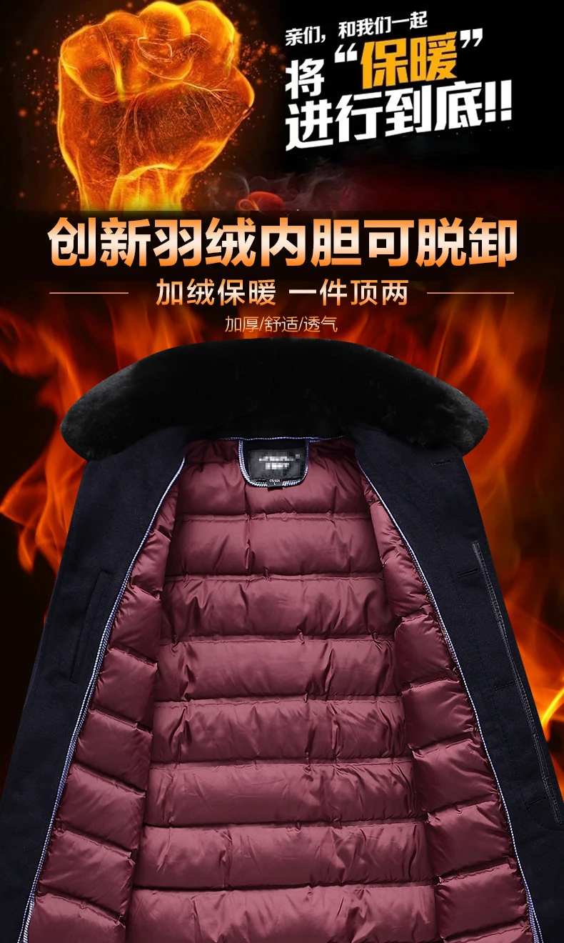 Description Picture 3 of itemNew Men's Fashion Business Korean Elegant Gentleman British Style Plus Fleece Slim Casual Wool Wool Medium Long Trench Coat