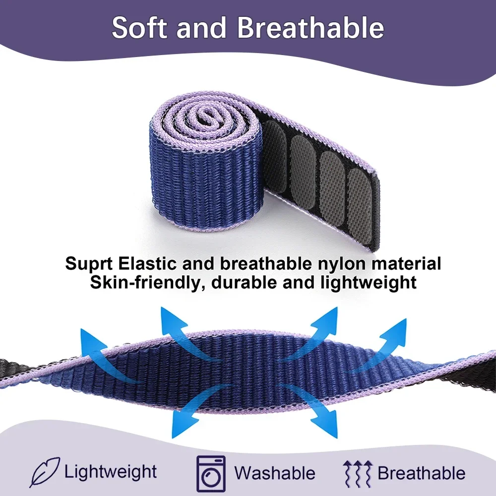 Breathable Nylon Loop Strap - 22mm/26mm Adjustable Watchband