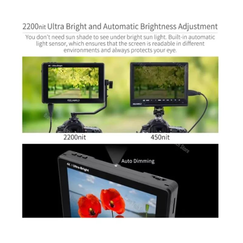 FEELWORLD LUT7 LUT7S LUT7 PRO 7 inch 2200nits 3G SDI 4K Touch Screen 3D LUT Field Monitor Full HD 1920x1200 IPS for DSLR Cameras