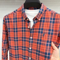 Marque de luxe broderie 100% coton chemise à manches longues hommes nouvelle chemise hommes décontracté haut ample hommes d'affaires 2