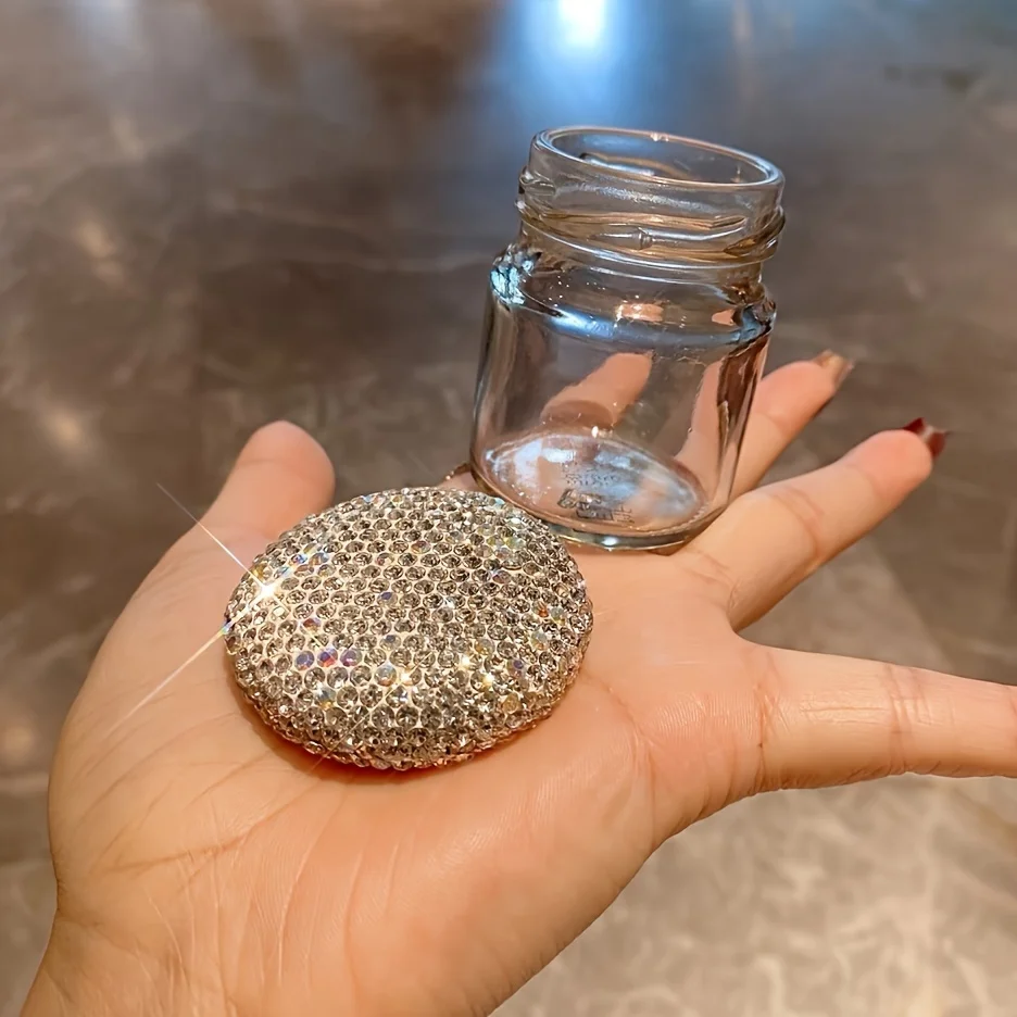 High-End Glass Storage Bottle Artificial Diamond-Encrusted Empty Bottle Portable Gold Bean Mini Object Storage Jar