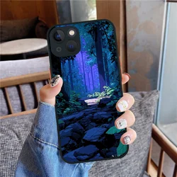 Anime Landscape Scenes Black Phone Case - Premium Silica Cover - iPhone 12 (Style 4)