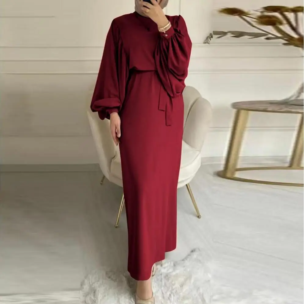 Puff Sleeve Morocco Muslim Dress Women Abaya Dubai Kaftan Casual Evening Party Dresses Turkey Islam Caftan Long Robe Vestidos