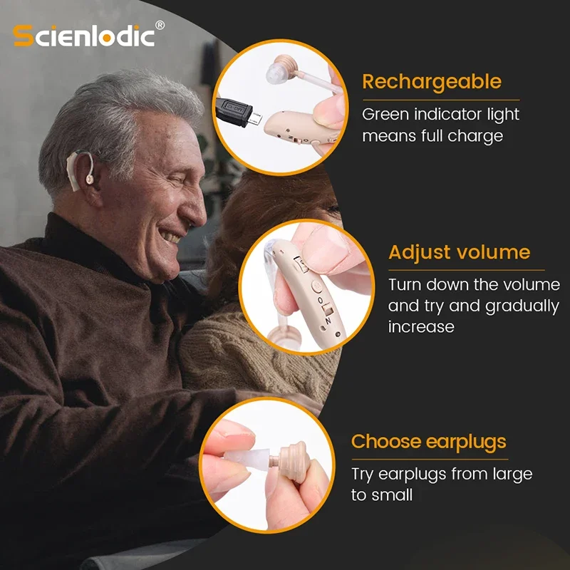 Mini Rechargeable Hearing Aid Digital BTE Hearing Aids Adjustable Tone Sound Amplifier Portable Deaf Elderly digital Hearing Aid 4