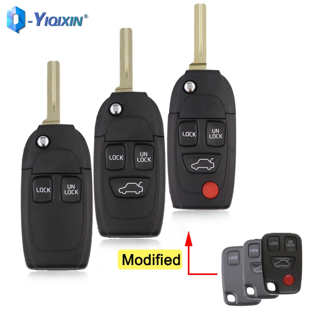 YIQIXIN Modified Flip Remote Car Key 2/3/4 Buttons Shell For Volvo XC70 XC90 V50 V70 S60 S80 C30 Replacement Smart Auto Fob Case 1pc remote key for car kr55wk49266 car remote key for volvo xc60 xc90 s90 s60 2009 2014 y smart car key 902mhz 6 buttons