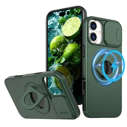 Shockproof Heavy Duty Armor Phone Case with Magnetic 360° Ring Holder Stand - iPhone 12 Pro (Dark Green)