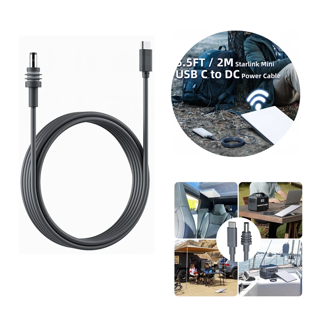 1/2/5/10M For Starlink Space-X Mini USB C To DC Cable Overload Short Circuit Protection MINI Type-C To DC Cable