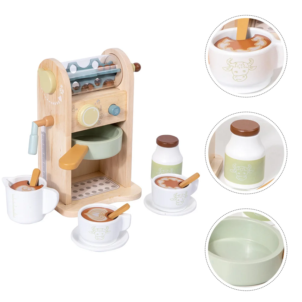 

Игрушечная кофейная машина, игрушечные кухонные аксессуары, миниатюрная деревянная