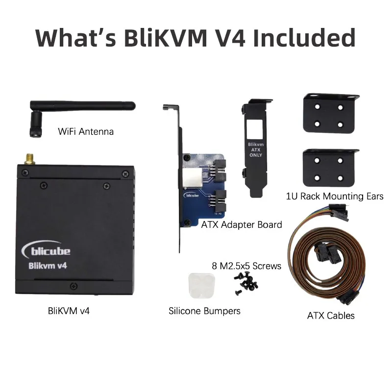 BliKVM V4 Allwinner H616 Soc KVM-Over-IP PoE HDMI-comaptible Video Loop Through PiKVM RTC Video Capture with 1.33 Inch Display