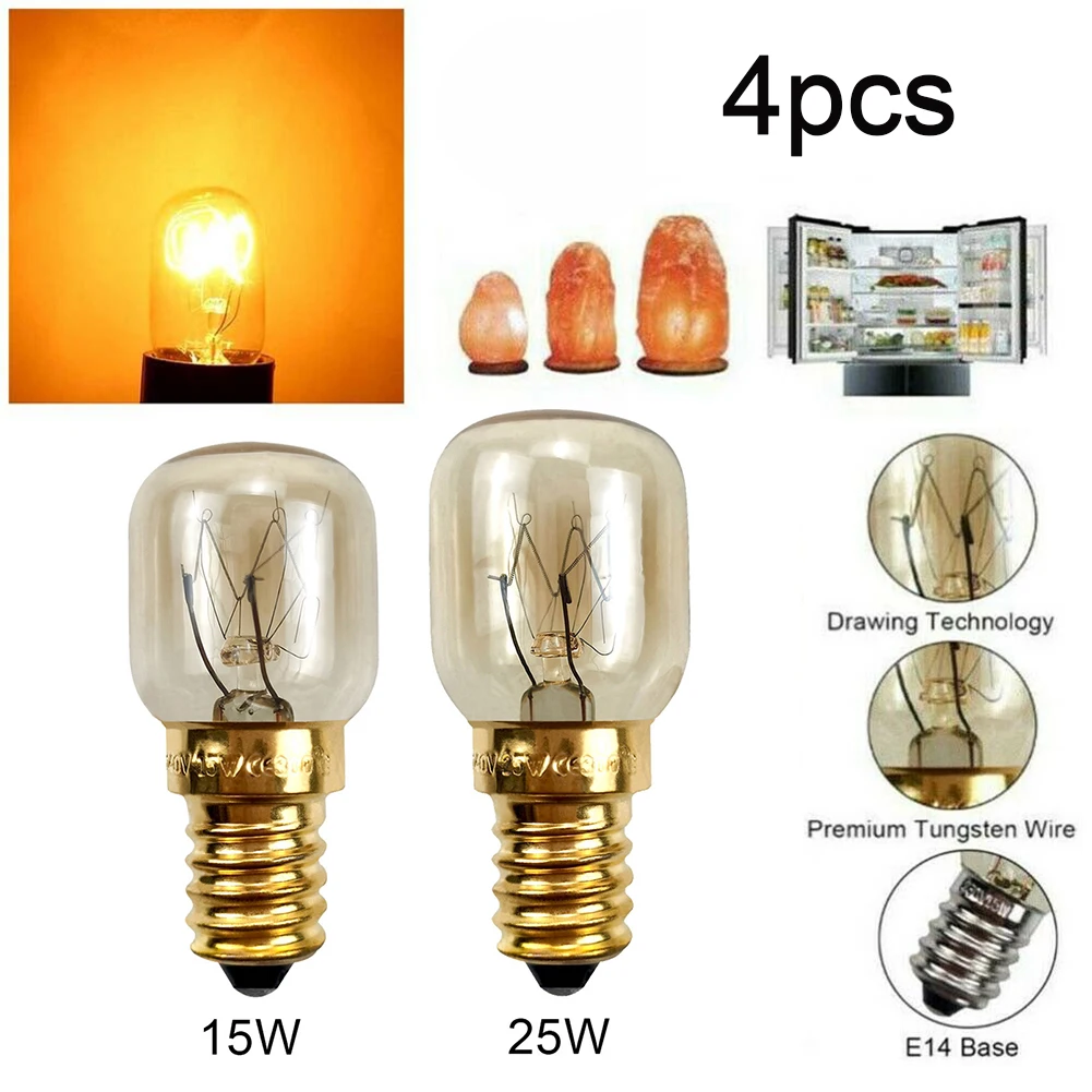 E14 Salt Lamp Globe Bulb 25W 240V 4PCS Refrigerator Oven Replacement Vintage Incandescent Bulbs