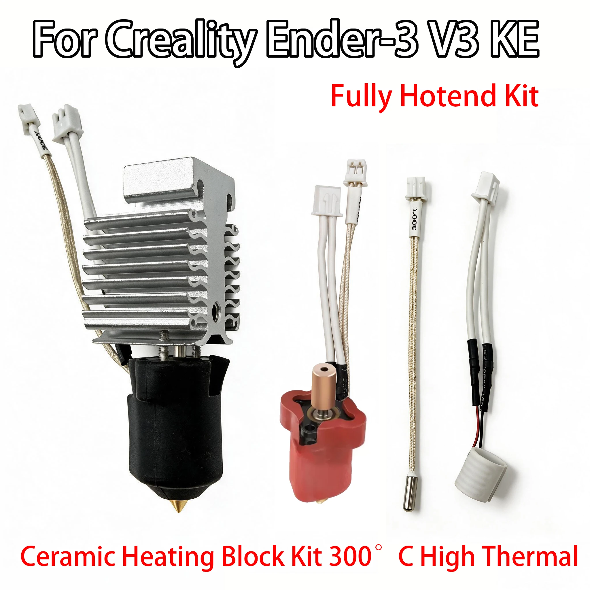 High-Performance 3D Printer Hotend Kit with Ceramic Heating Block, 300°C Thermal Resistance