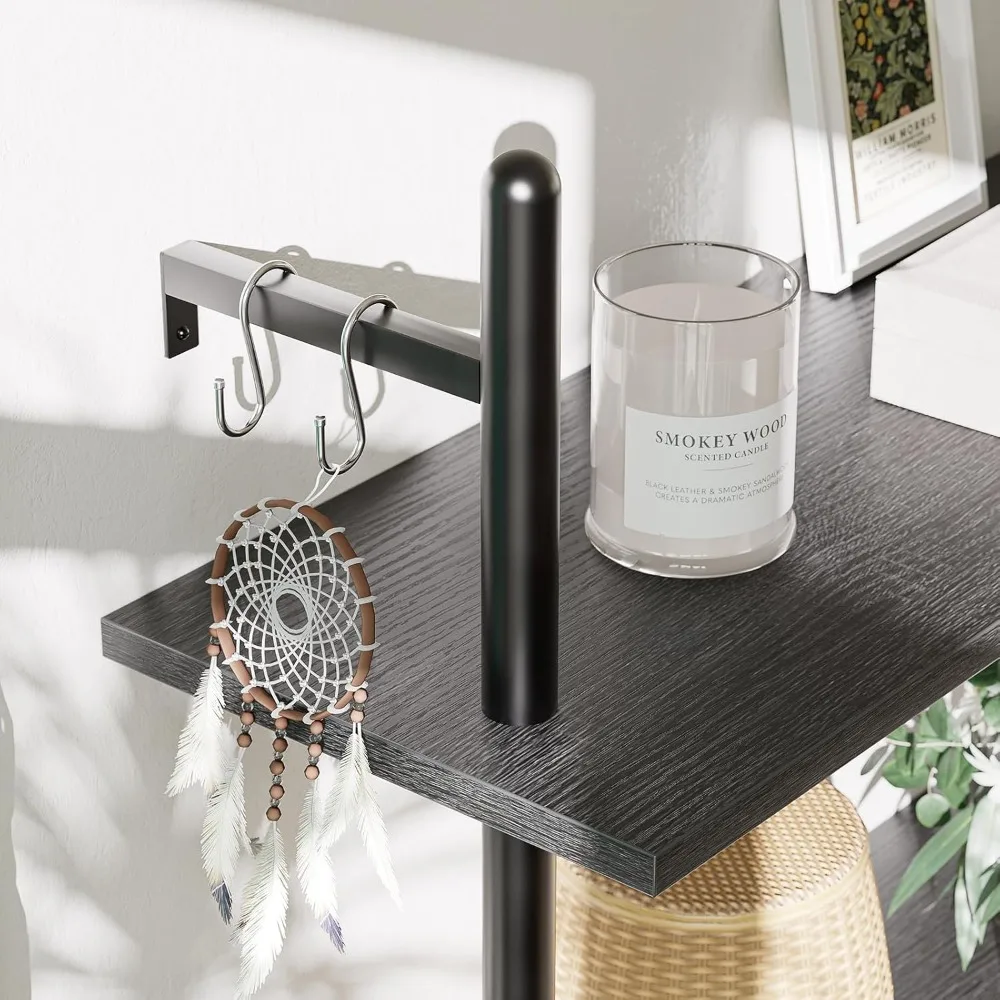 Floating Shelves for Wall, 23.6" Wall Mounted Kitchen Shelves with Towel Rack Over Toilet, Pipe Shelving Wall Decor