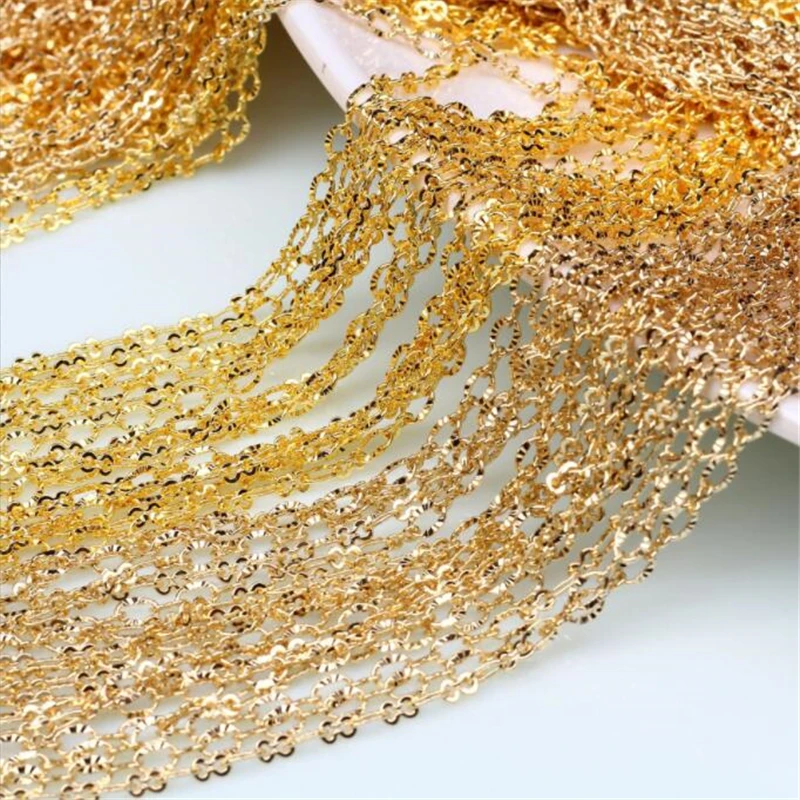 2 Meters 14K Gold Plated 8 Letter Chains Extension Tail Chain Jewelry Making DIY Necklace Bracelet Crafts Clothing Accessories