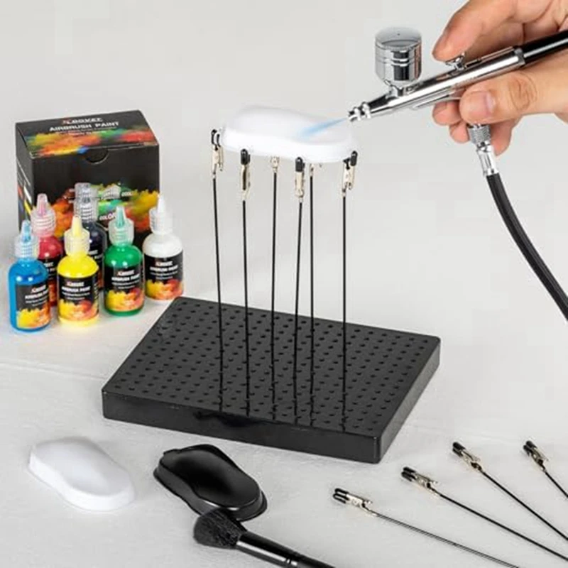 Model Painting Stand Base (19 X 14 Holes) And 27PCS Alligator Clip Sticks Set Modeling Tools For Airbrush Spra Durable 5