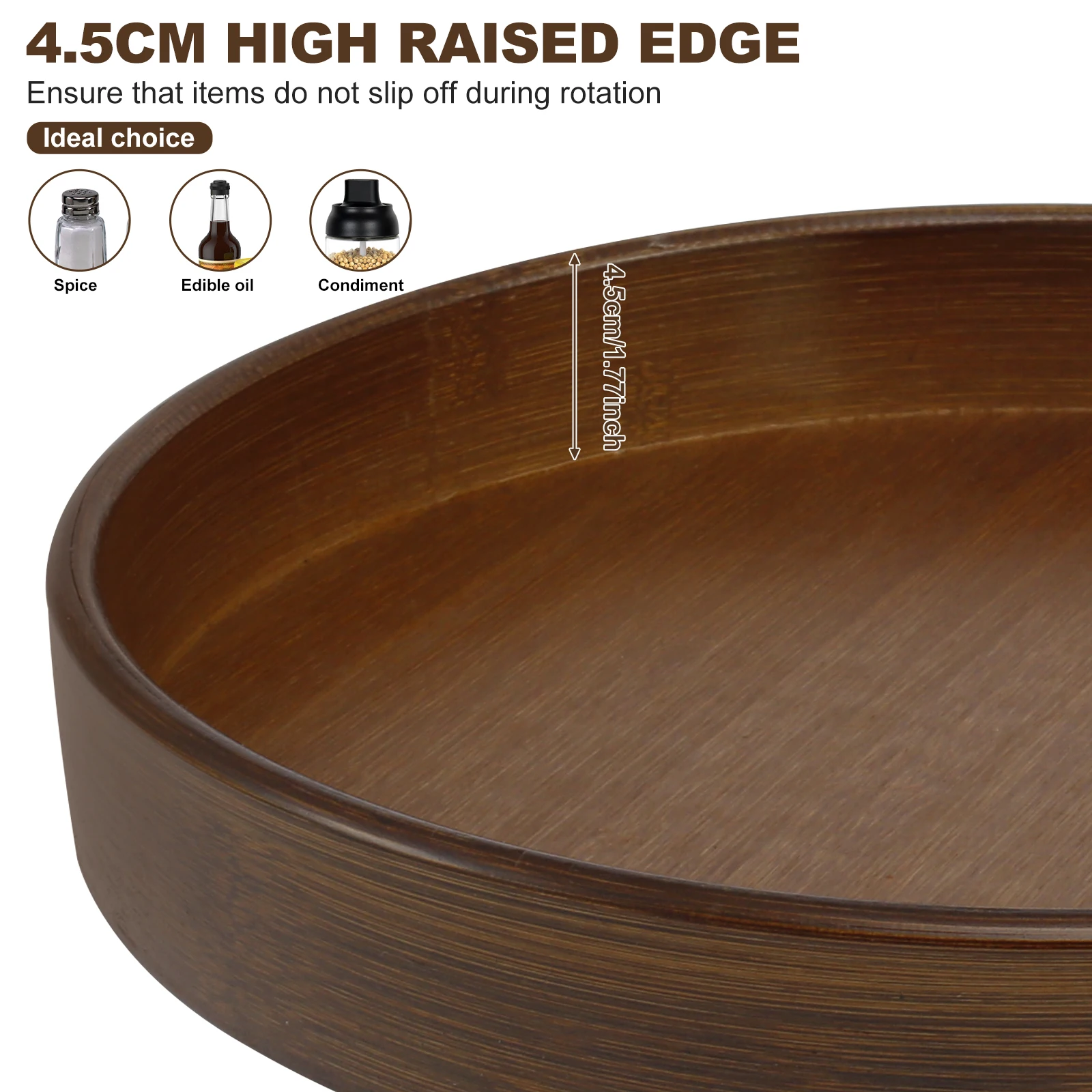 360 Rotating Wood Tray Seasoning Storage Rack Pantry Cabinet Turntable Lazy Susan Kitchen Spice Organizer Accessories