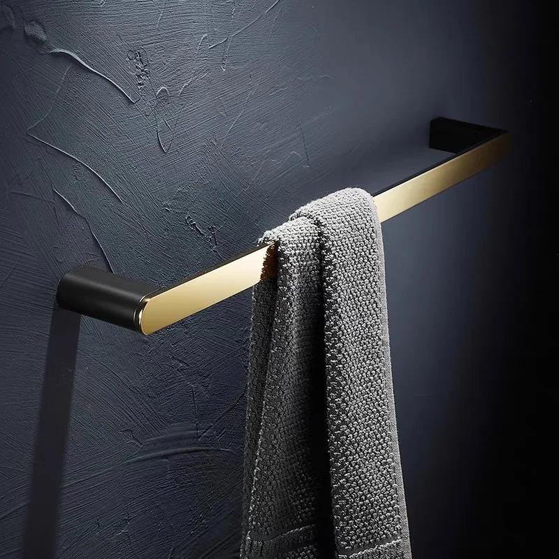 Brass Bathroom Accessories Gold & Black Bathroom Shelf,Towel Rack,Towel Hanger Paper holder,Toilet Brush Holder Bath Hardware