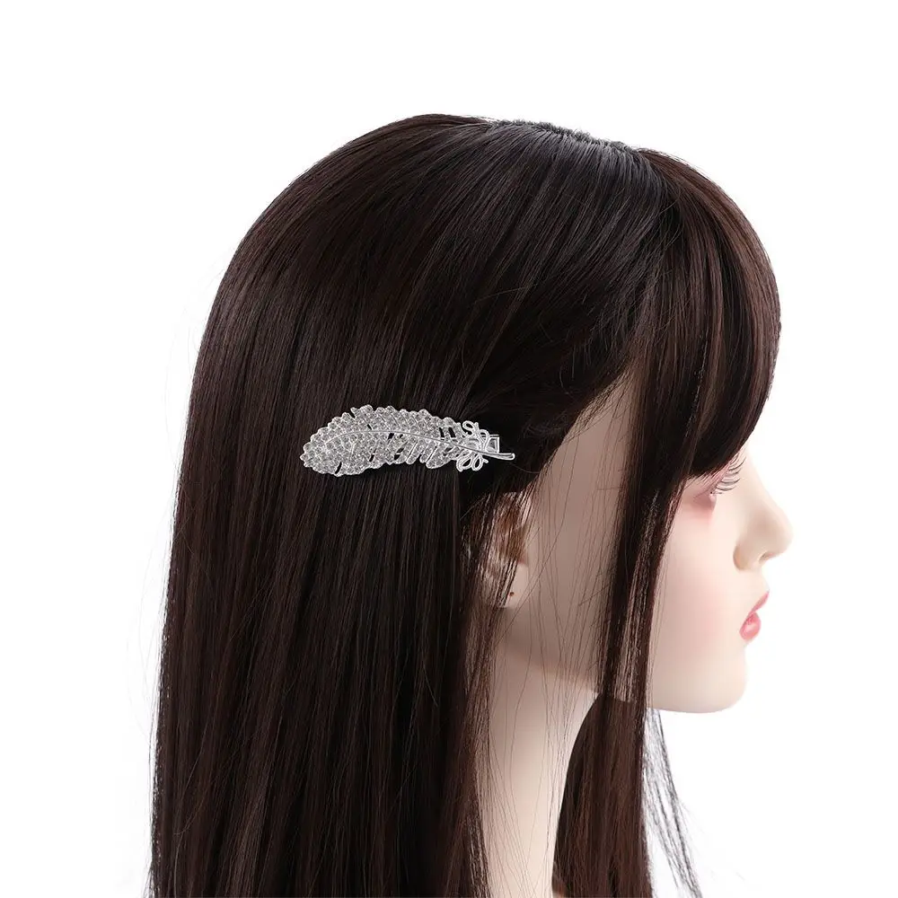 

Fashion New Girls Elegant Bb Clip Large Hair Side Clip Women Barrette Crystal Hairpins Feather Hair Clips