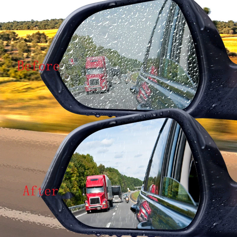 2Pcs Rearview Mirror Window Protection Film Antifog Rainproof Glare