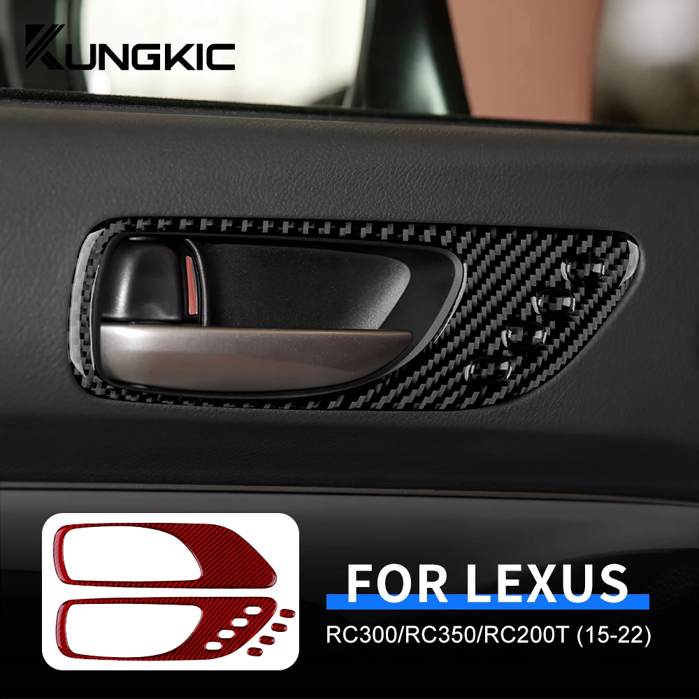 

Внутренняя отделка из настоящего углеродного волокна для Lexus RC300 RC350 RC200T 2015-2022, автомобильные аксессуары, наклейка на дверную ручку, украшение рамы