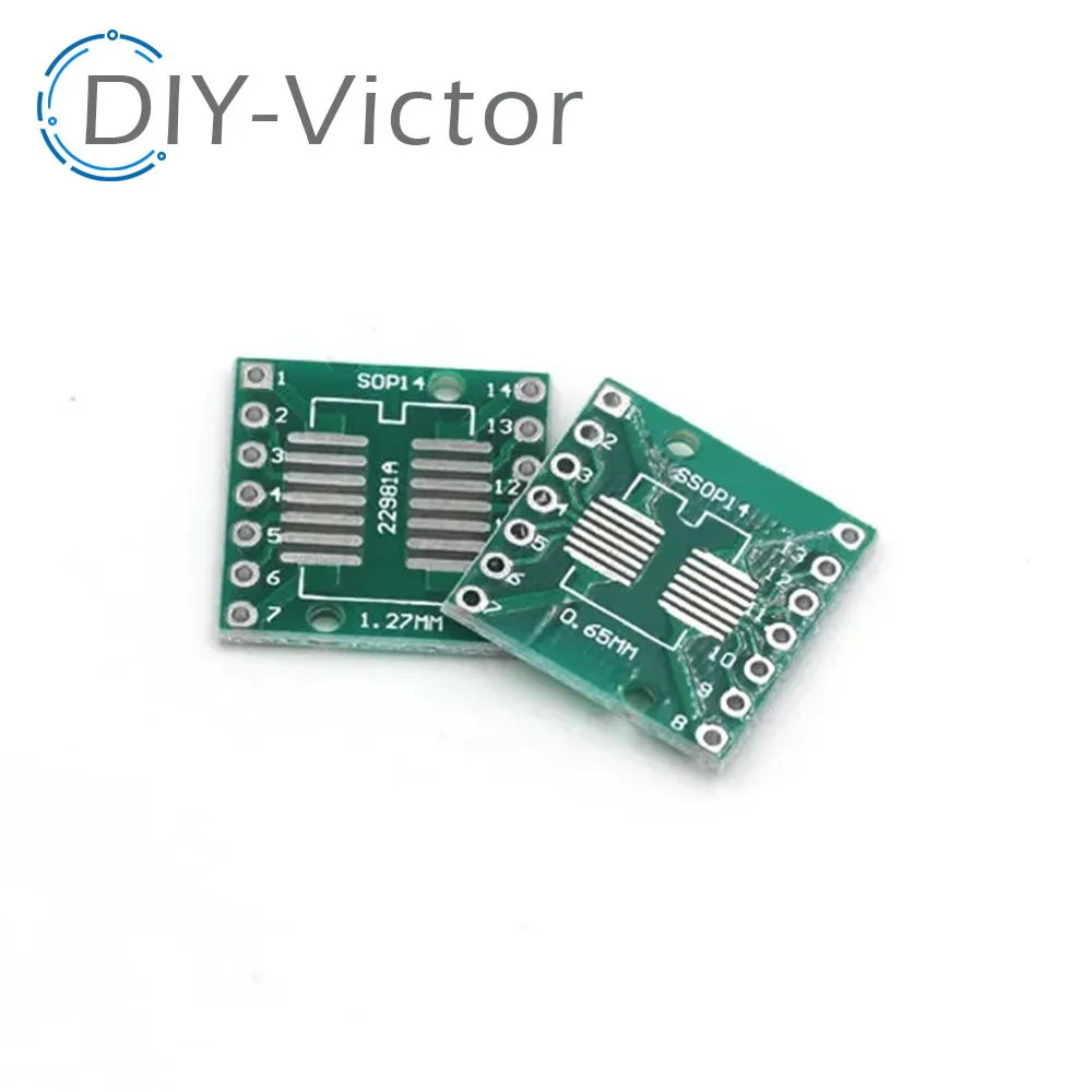 10pcs SOP14 SSOP14 TSSOP14 to DIP14 Pinboard SMD To DIP Adapter 0.65mm/1.27mm to 2.54mm DIP Pin Pitch PCB Transfer Board