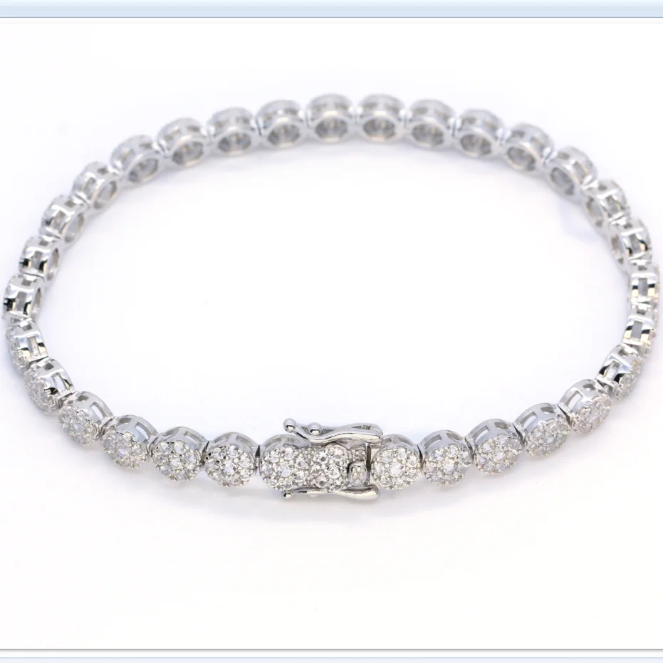

S925 Silver Elegant Classical Chain Bracelet In Natural White Sapphire Gemstones for Party Wedding Birthday
