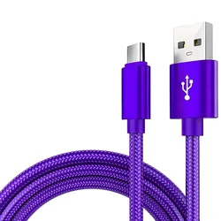 High - Speed Nylon Braided USB A to Type C Charging Cable - Durable Fast Charger - 3m (PURPLE)