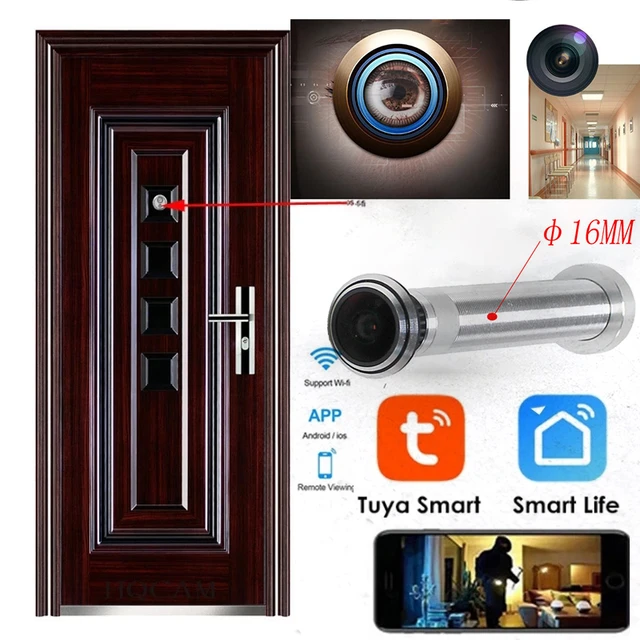 Mirilla de puerta Mini micro AHD 1080P HD, ojo de pez, vídeo, Audio, cámara  gran angular de 150 grados