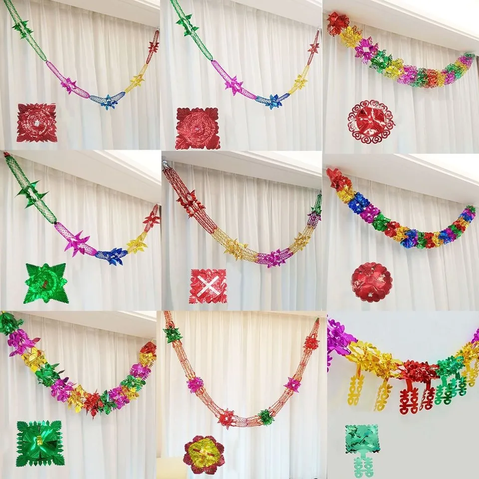 4 Ghirlande Rosse Con Frange In Lamina Metallica – Decorazioni Da Parete Per Feste E Carri Di Carnevale - 2