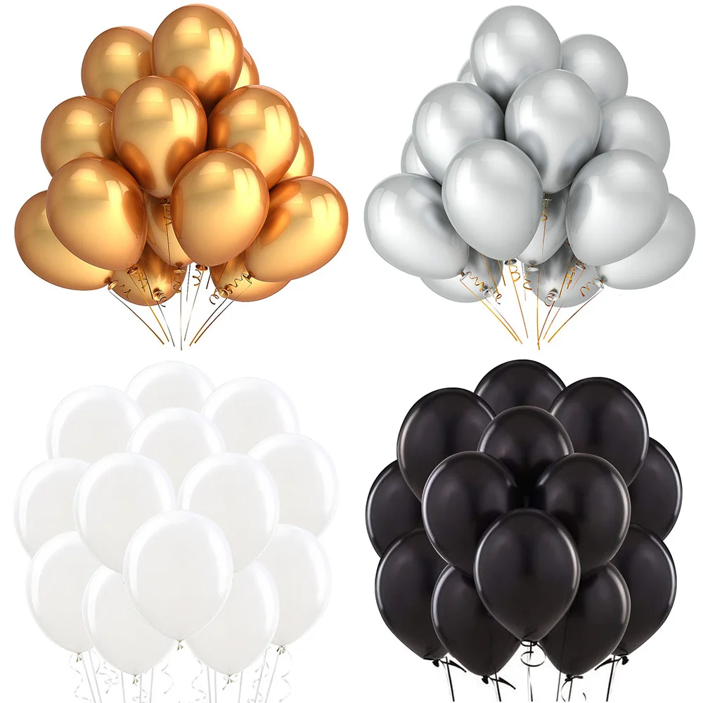 Ballons Confettis en Latex Or Noir pour Homme et Femme, Décorations de  ixd'Anniversaire, Remise de Diplôme, Ramadan, Eid Mubarak, 40 Pièces, 12  Pouces