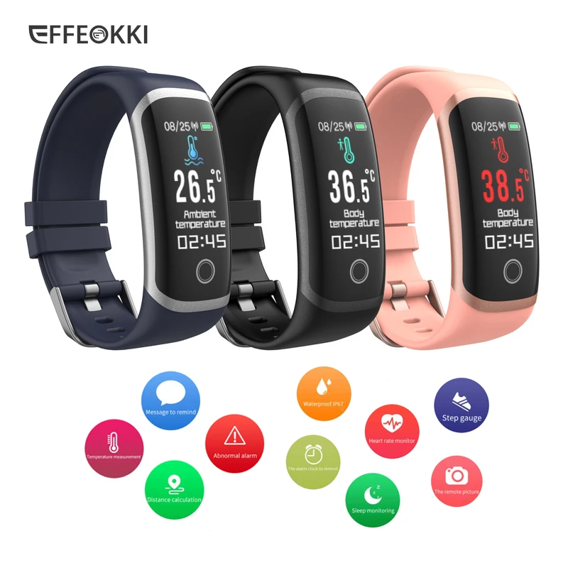 T4 Wearfit Connected Smart Bracelet Body Temperature Smart Watch Men Women Waterproof Blood Pressure Fitness Activity Tracker