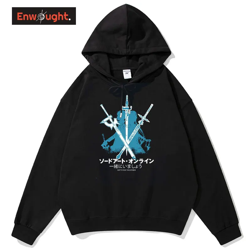 

Anime Sword Art Online Hoodie Sweatshirts Harajuku SAO Hooded Sweatshirts Fleece Casual Style Winter Kirito Graphic Hoodies Men