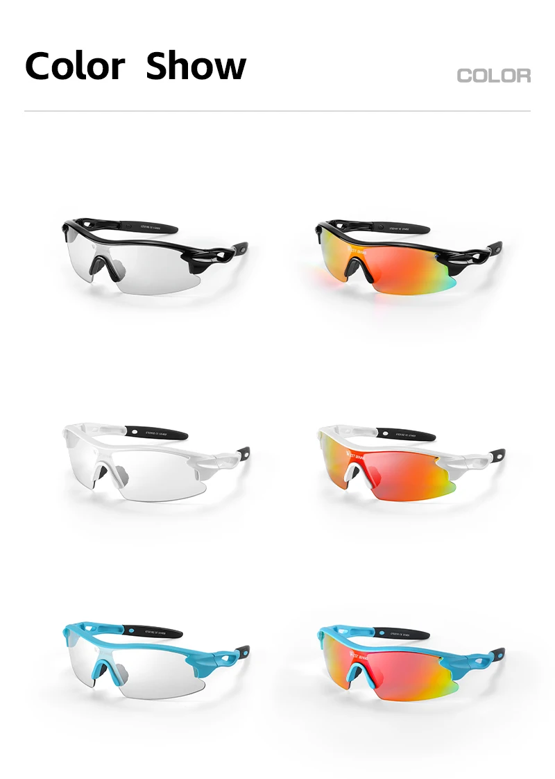 WEST BIKING Kinder-Fahrradbrille, bunt/photochrom, UV400, Outdoor-Sonnenbrille, winddichte Schutzbrille, MTB, Rennrad, Brillen – Detail 14