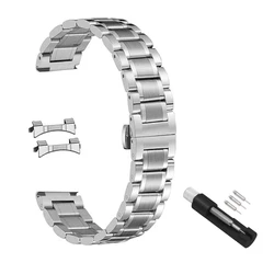 Sleek Stainless Steel Quick Release Watch Band - Versatile Metal Chain Strap - 22mm (Silver)