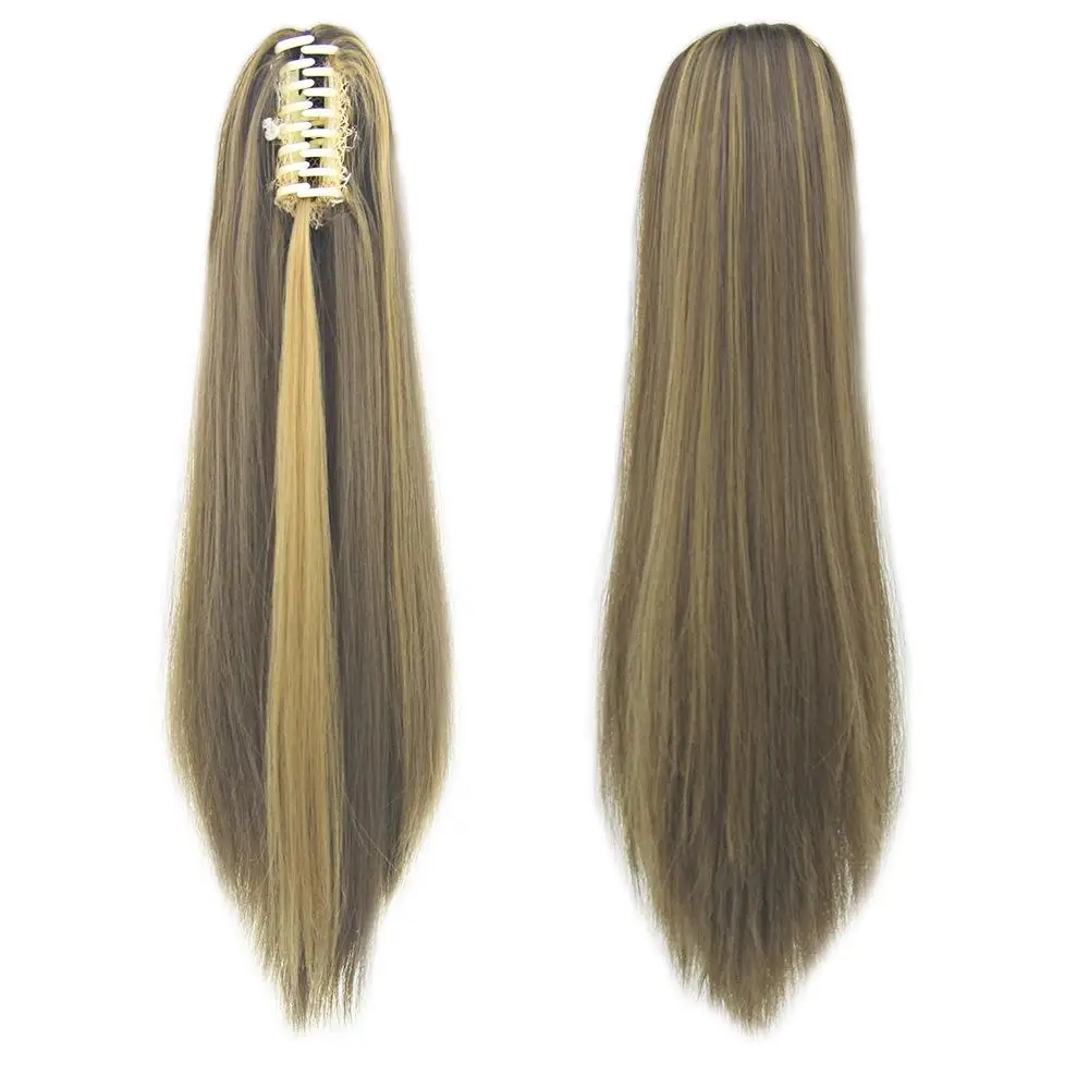 Synthetic Fiber Claw Clip-in Ponytail Wig Long Straight Hair Extension Hairpiece